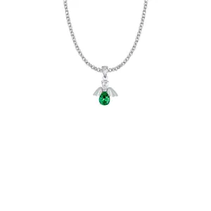 3/4 Inch Sterling Silver and Glass Crystal May Birthstone Angel Necklace