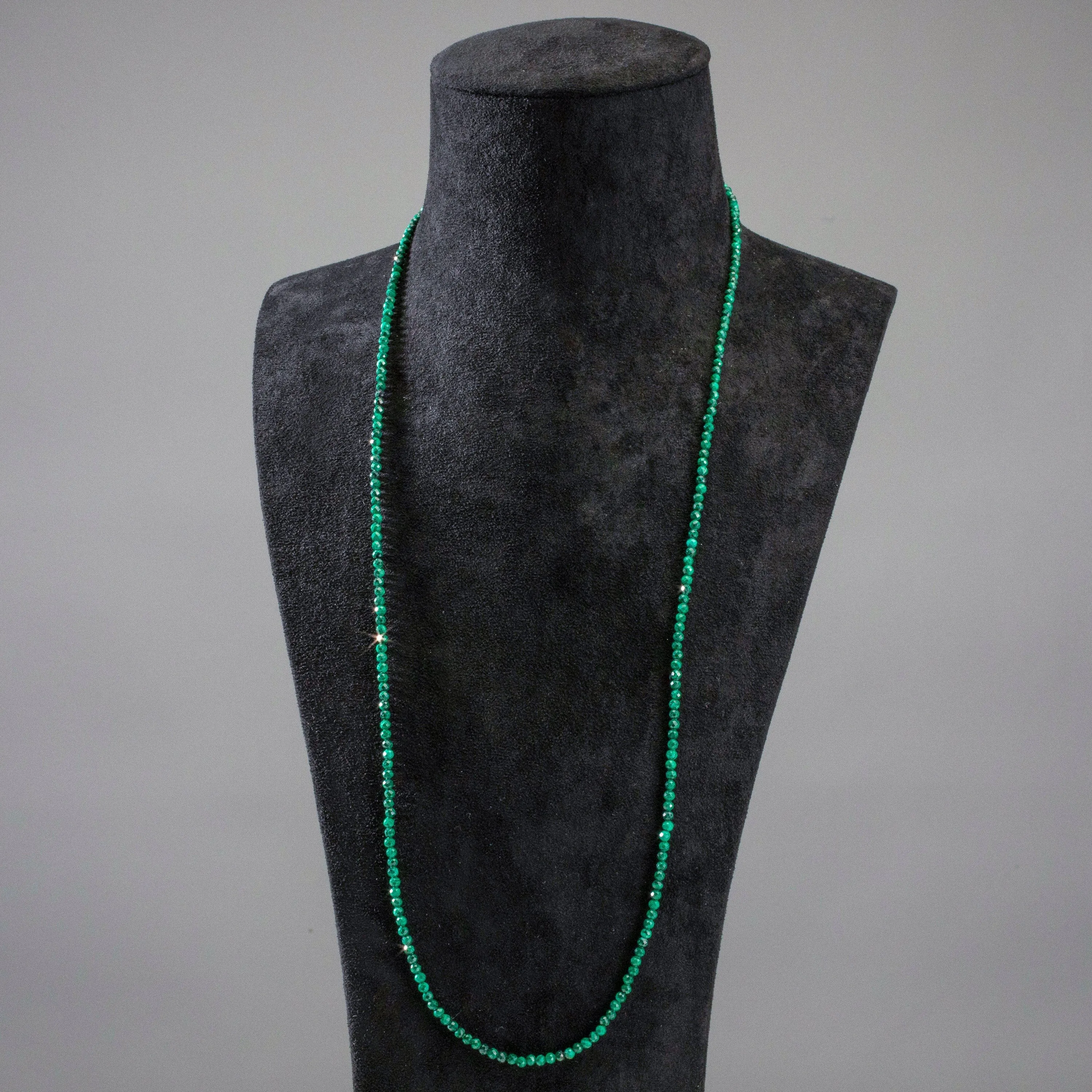 3mm Malachite Faceted 31" Necklace / Multi Wrap Bracelet