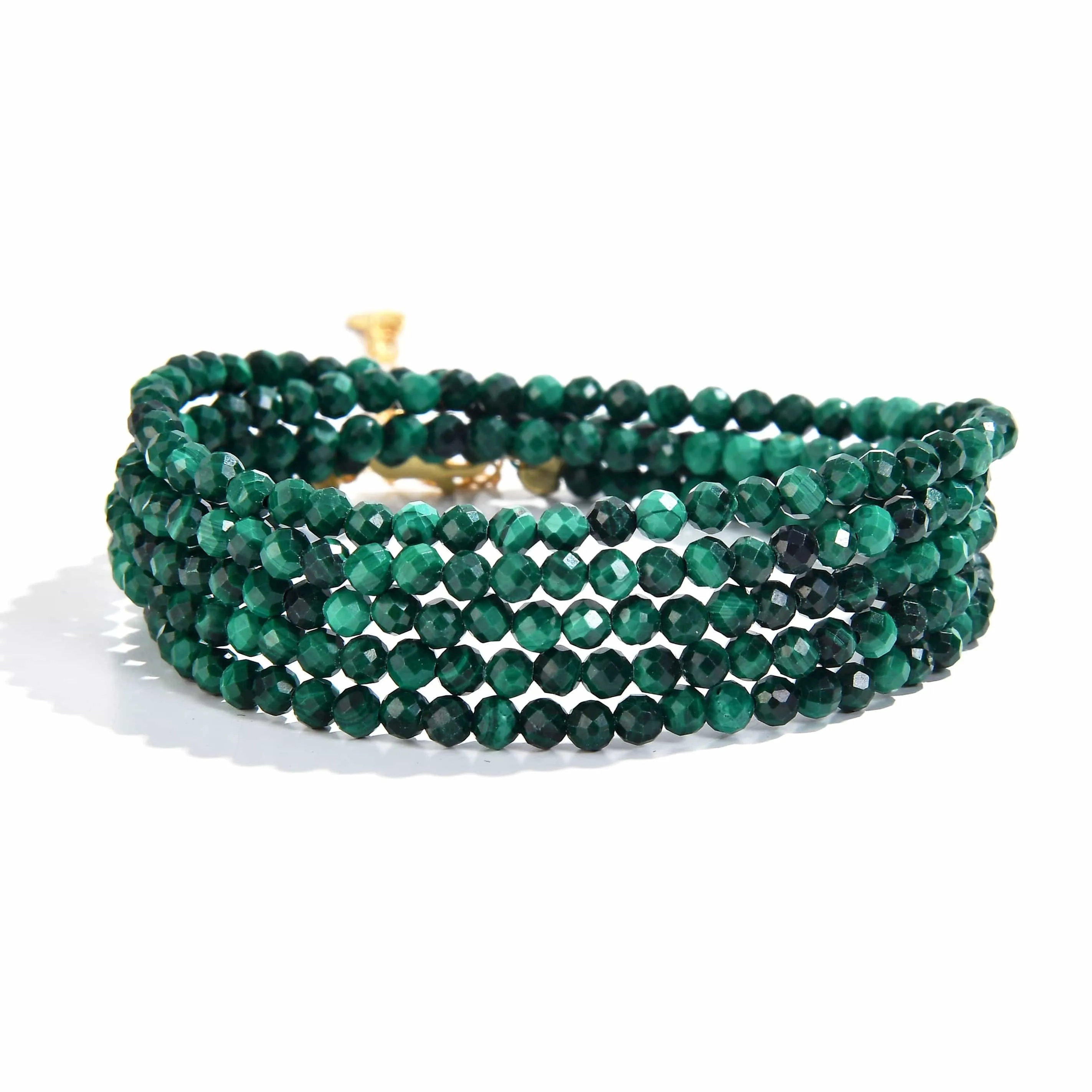 3mm Malachite Faceted 31" Necklace / Multi Wrap Bracelet