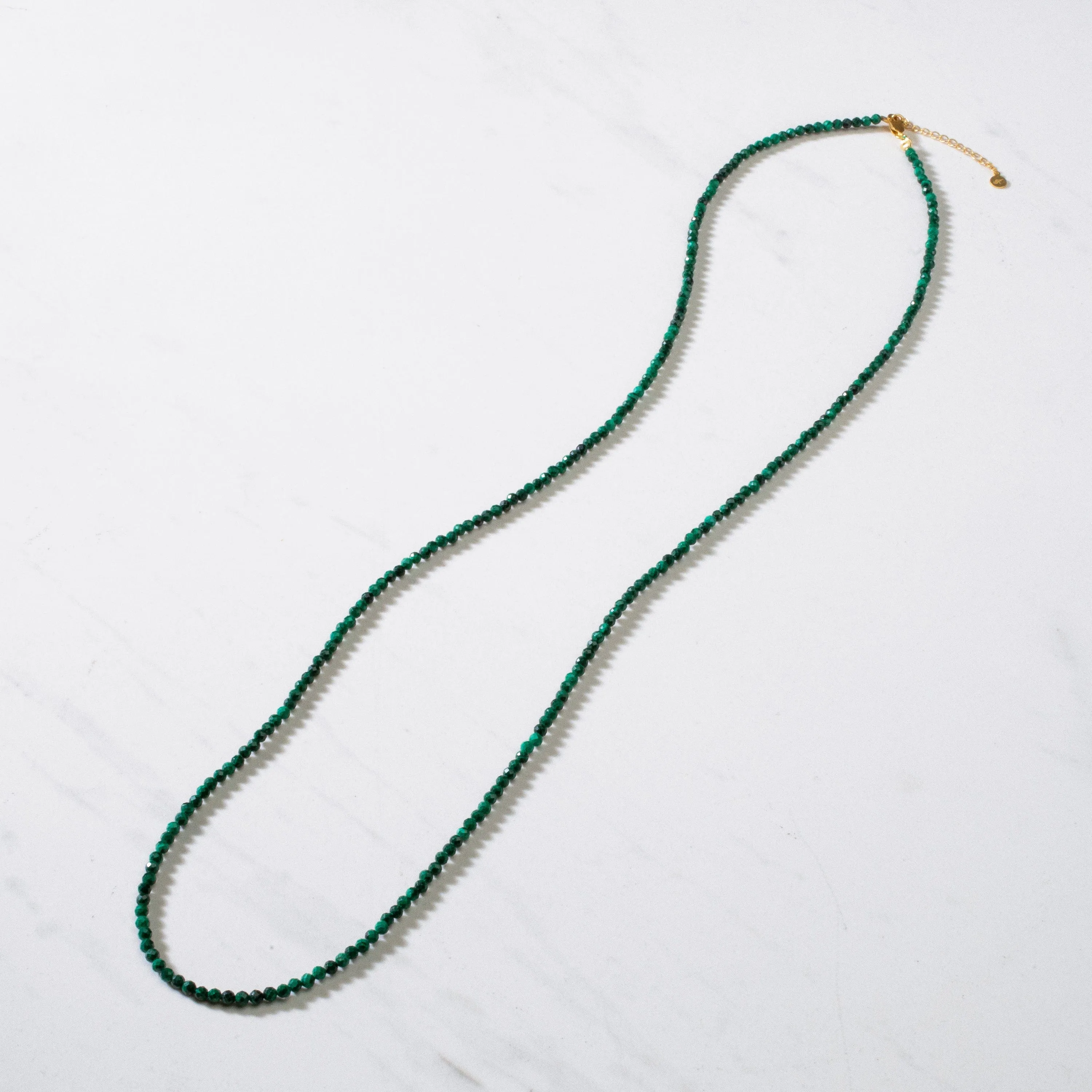 3mm Malachite Faceted 31" Necklace / Multi Wrap Bracelet