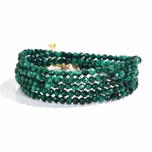 3mm Malachite Faceted 31" Necklace / Multi Wrap Bracelet