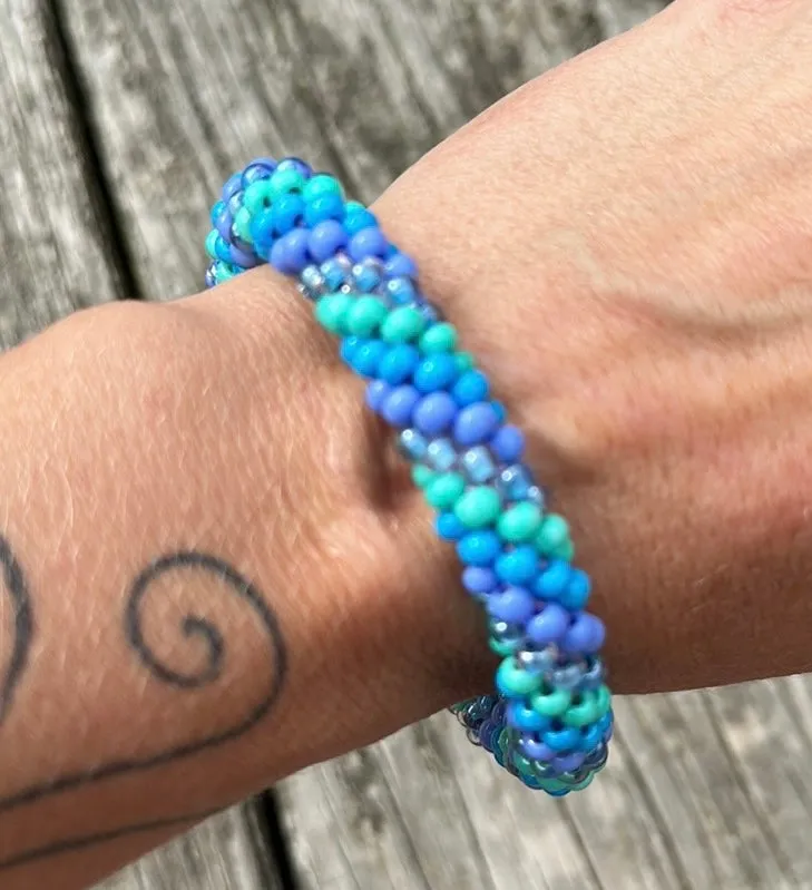 4 color twist crocheted bracelet