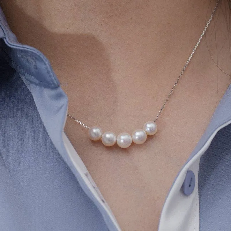 6-7mm Smile White Freshwater Pearl Necklace