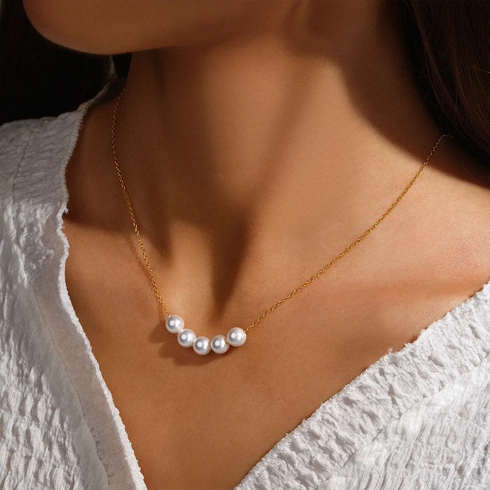6-7mm Smile White Freshwater Pearl Necklace