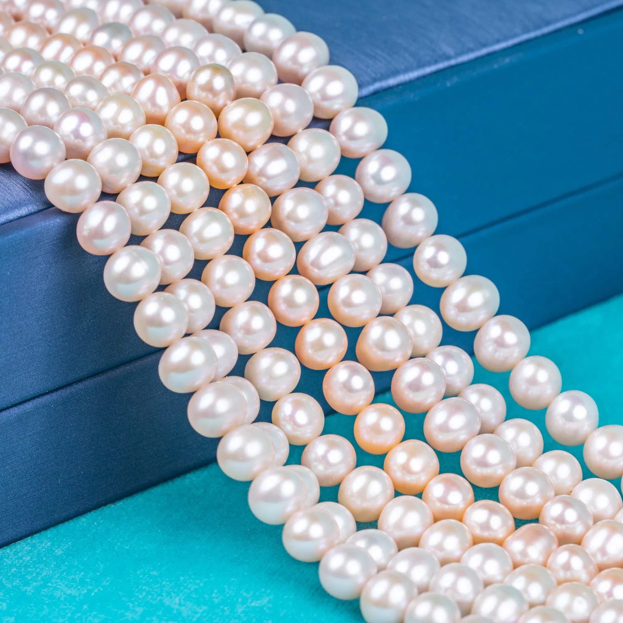 925 silver clasp pink round AAAA real natural 7-8mm pearl women jewelry necklace set