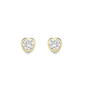 9ct Gold Heart Crystal Stud Earrings, Dazzling Enchantment, 6mm, 0.80g, Gift Box Included