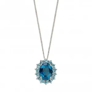 9ct London Blue Topaz And Sky Blue Topaz White Gold Pendant GP2243T