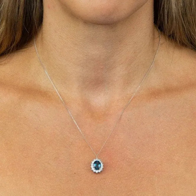 9ct London Blue Topaz And Sky Blue Topaz White Gold Pendant GP2243T