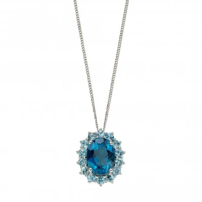 9ct London Blue Topaz And Sky Blue Topaz White Gold Pendant GP2243T