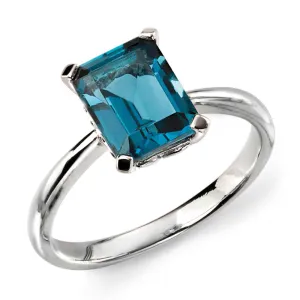 9ct White Gold London Blue Topaz Ring GR504T