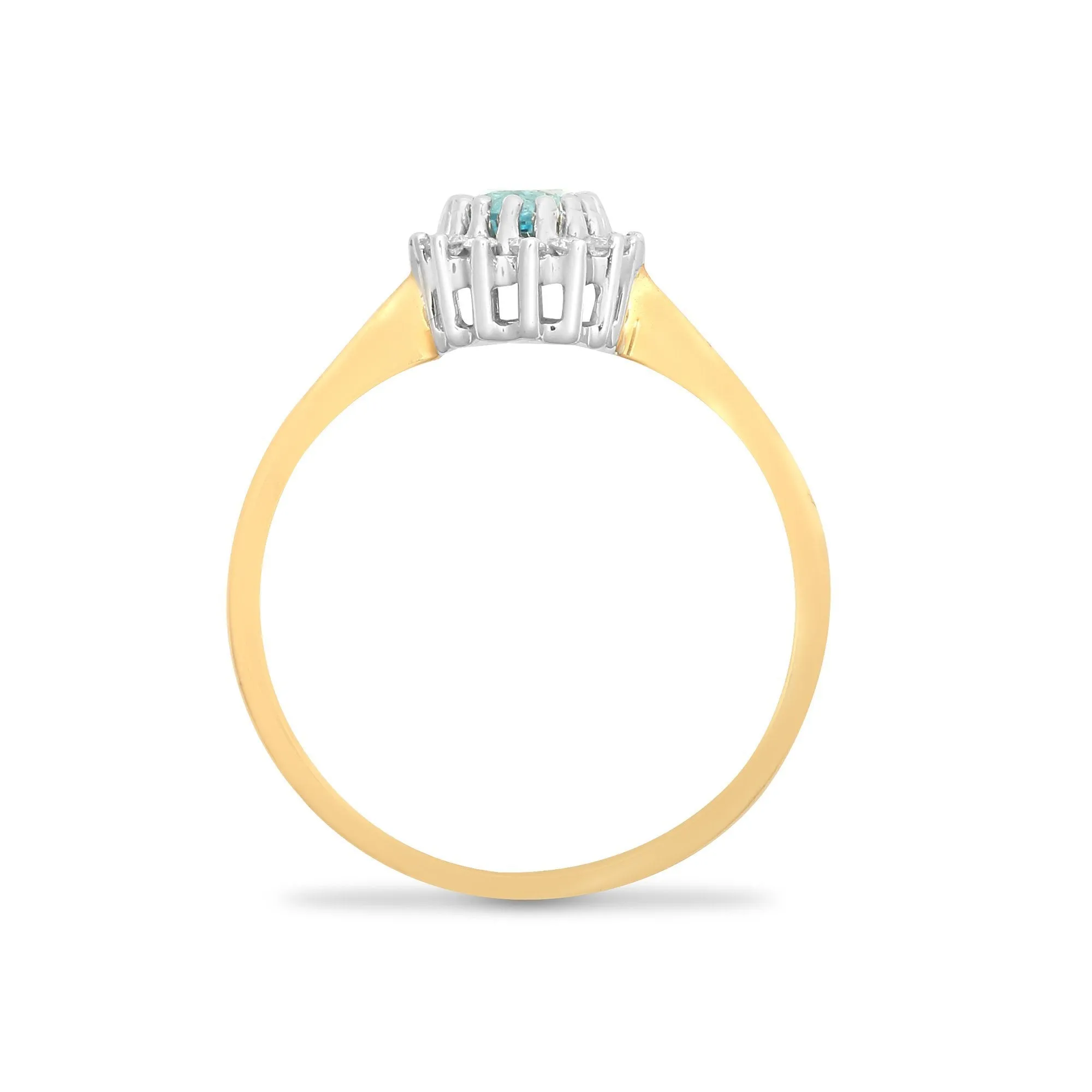 9ct Yellow Gold Diamond And Blue Topaz Ring