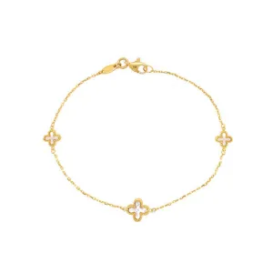 9ct Yellow Gold Mother of Pearl Clover Bracelet