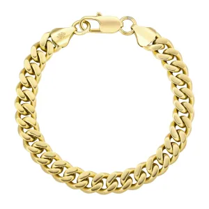 9mm 14K Gold/White Gold Flat Cuban Curb Bracelet