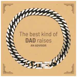 Advisor Dad Gifts, The best kind of DAD, Father's Day Appreciation Birthday Cuban Link Chain Bracelet for Advisor, Dad, Father from Son Daughter