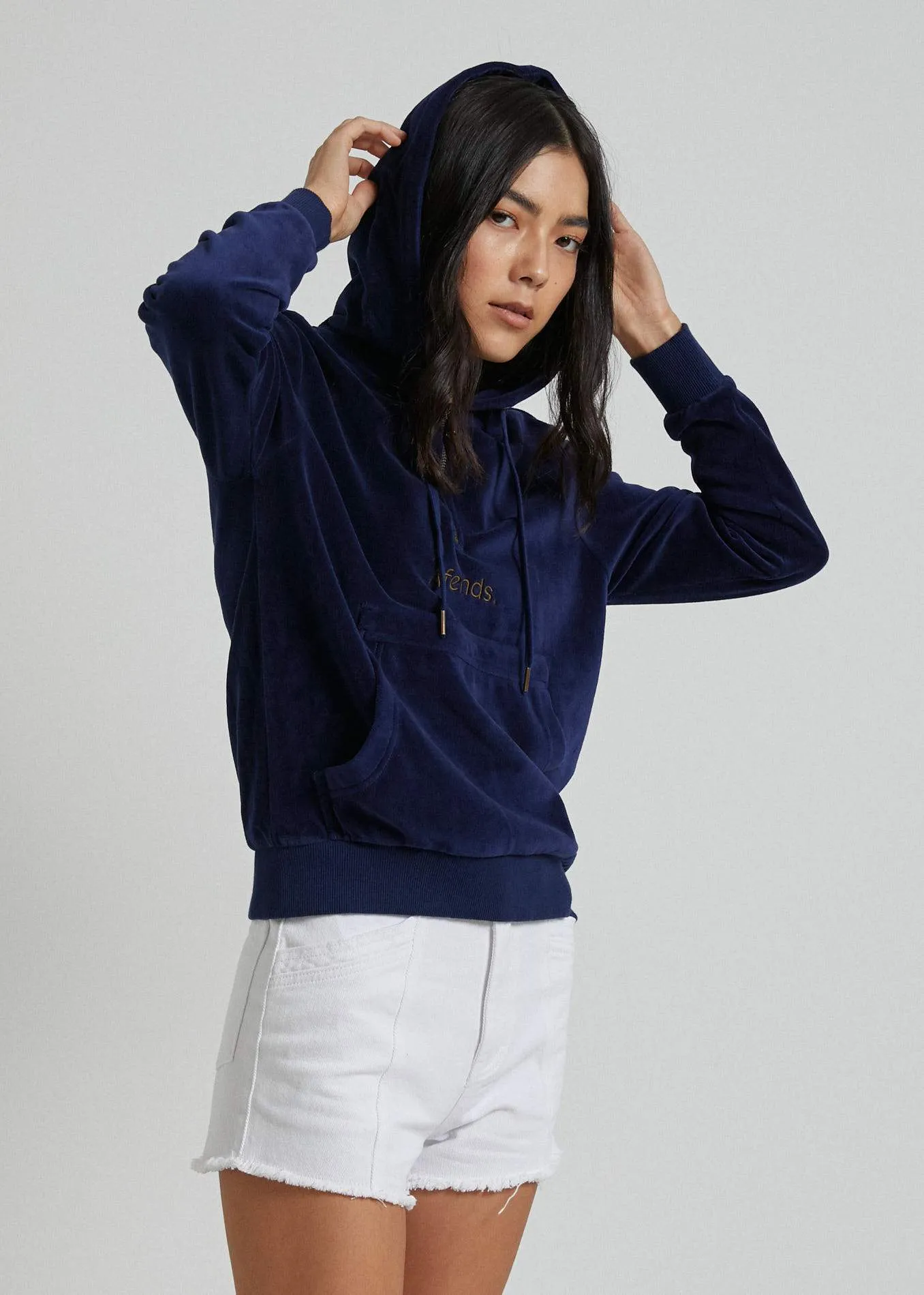 Afends Womens Cult - Velour Half Zip Hood