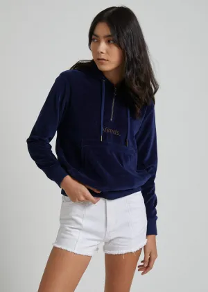 Afends Womens Cult - Velour Half Zip Hood