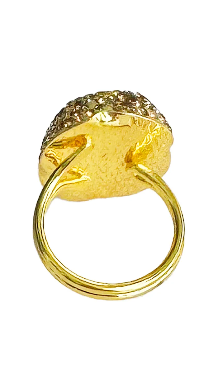 Amira Jeweled Rainbow and Champagne Crystal Oval Cocktail Ring