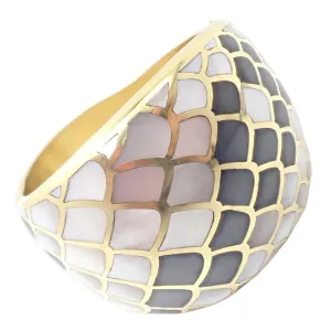 Angela Cummings 18k Gold Mother Of Pearl Snakeskin Wide Bangle Bracelet 1984