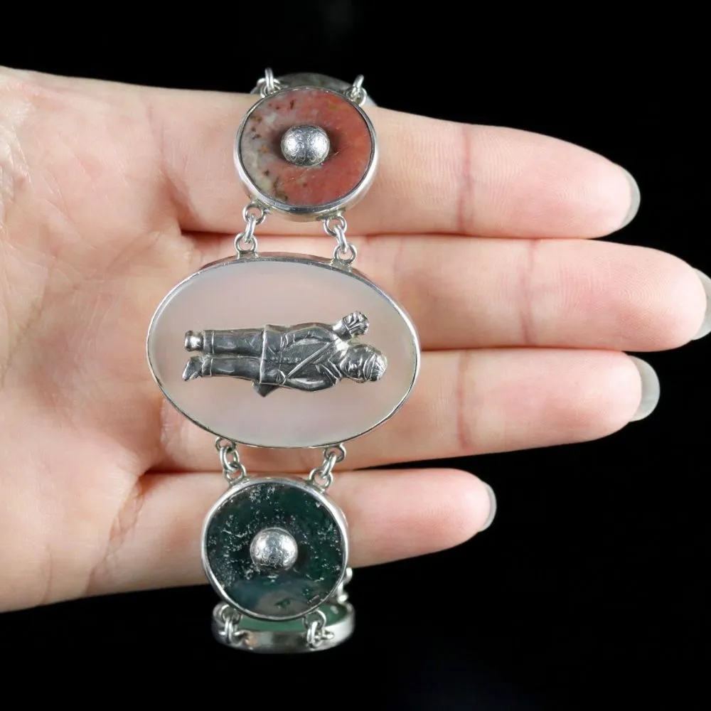 Antique Victorian Scottish Agate Golfers Bracelet Circa 1860 Carnoustie Scotland