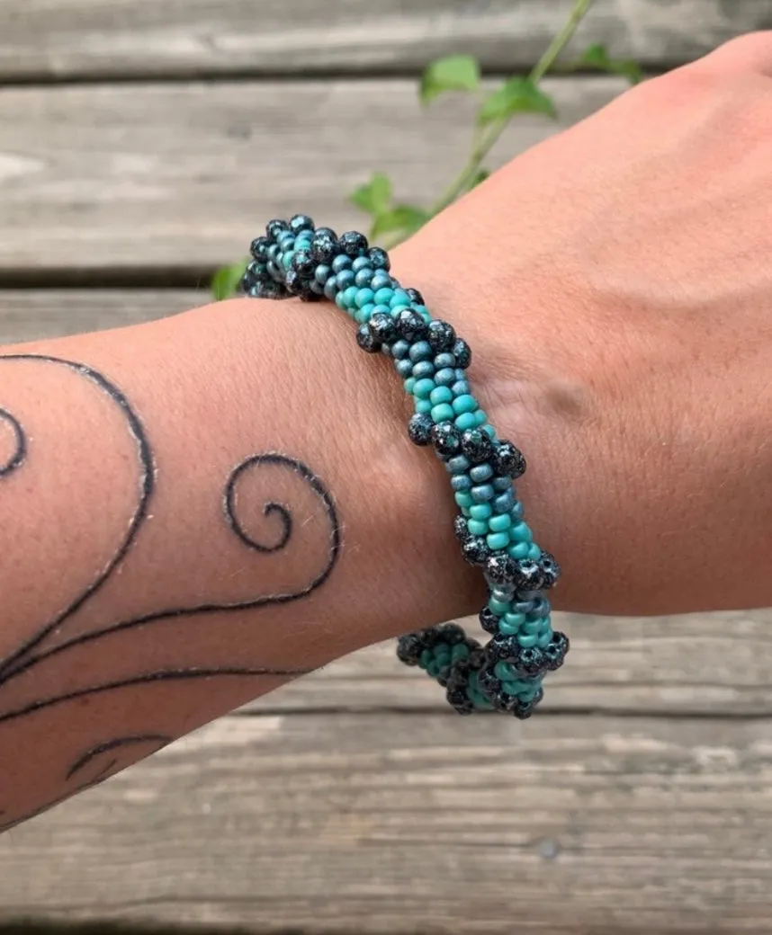 Aqua twist crocheted bracelet