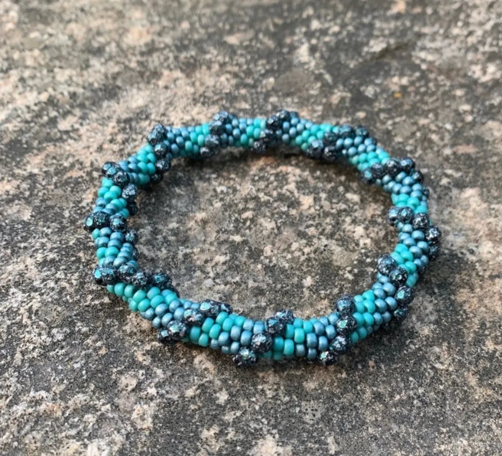 Aqua twist crocheted bracelet
