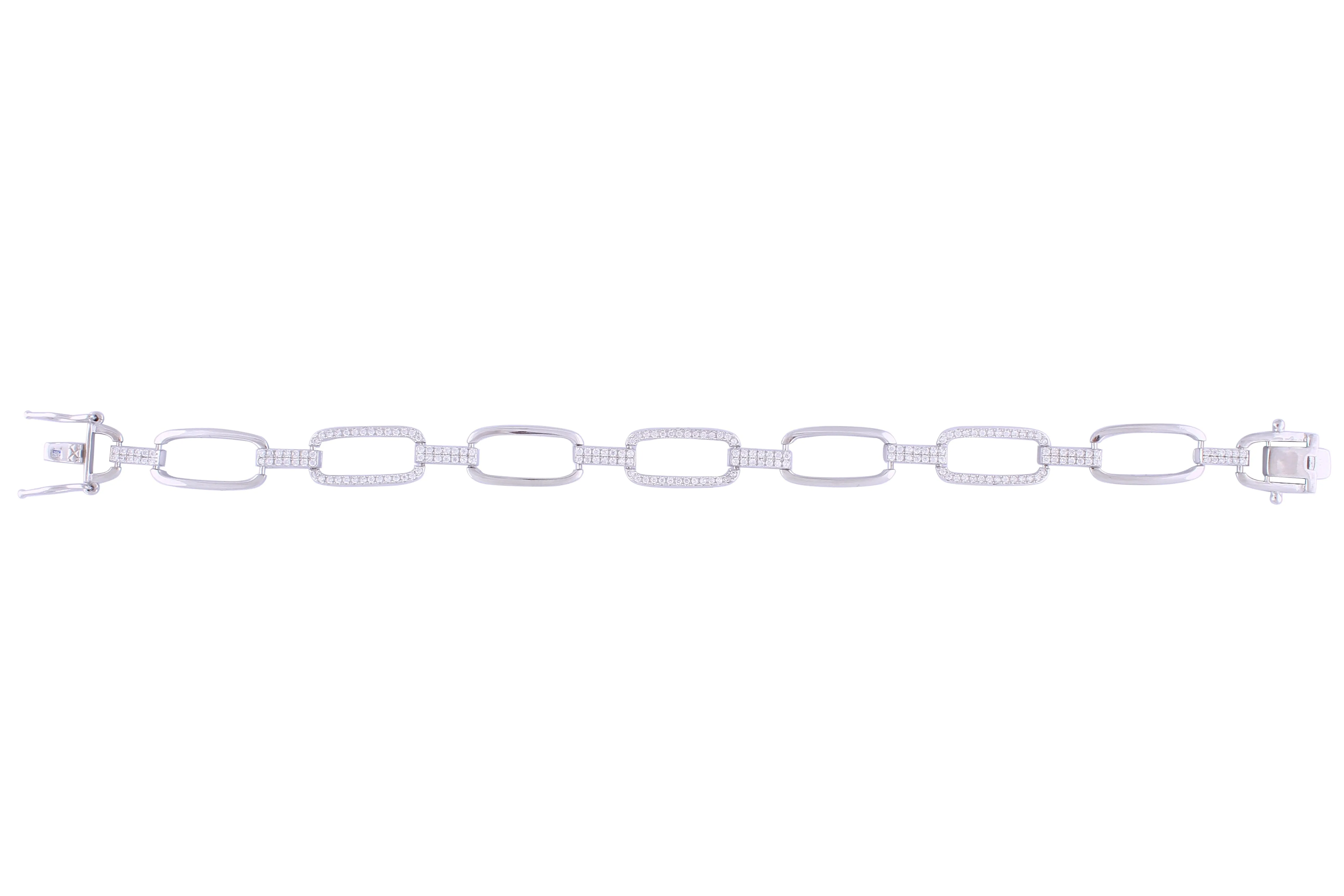Asfour Crystal Paper Clip Chain Bracelet Inlaid With Zircon In 925 Sterling Silver BD0056
