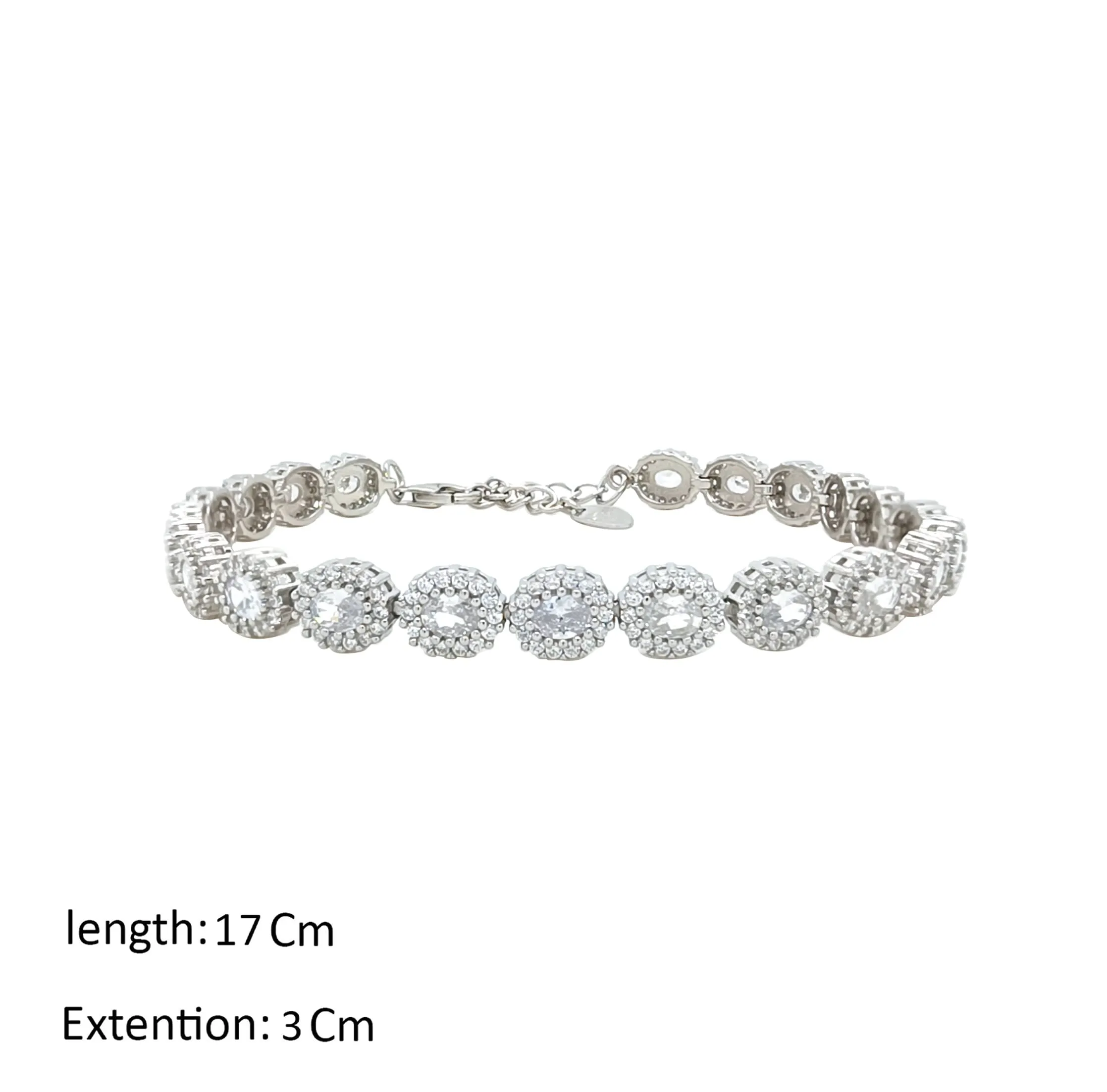 Asfour Crystal Tennis Bracelet With Inlaid With Zircon Stones In 925 Sterling Silver-BM0065