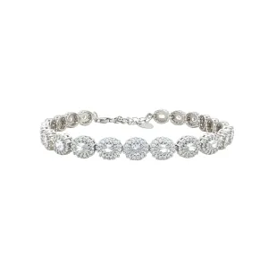 Asfour Crystal Tennis Bracelet With Inlaid With Zircon Stones In 925 Sterling Silver-BM0065