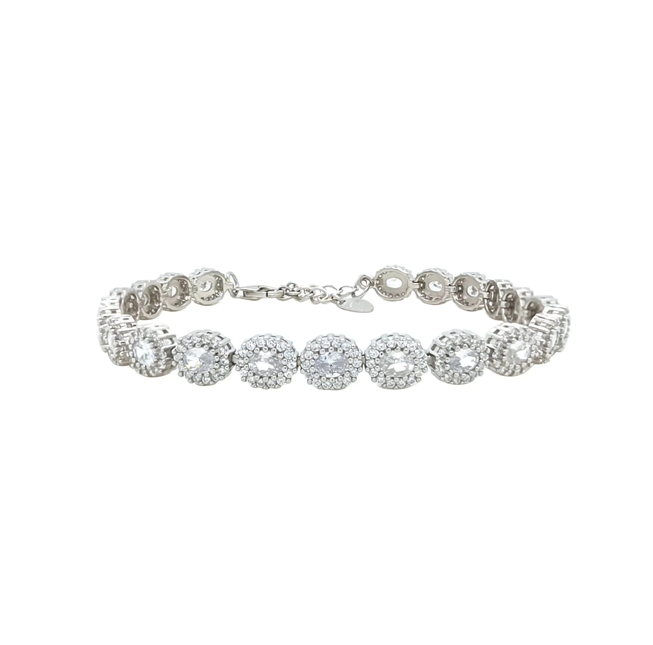Asfour Crystal Tennis Bracelet With Inlaid With Zircon Stones In 925 Sterling Silver-BM0065