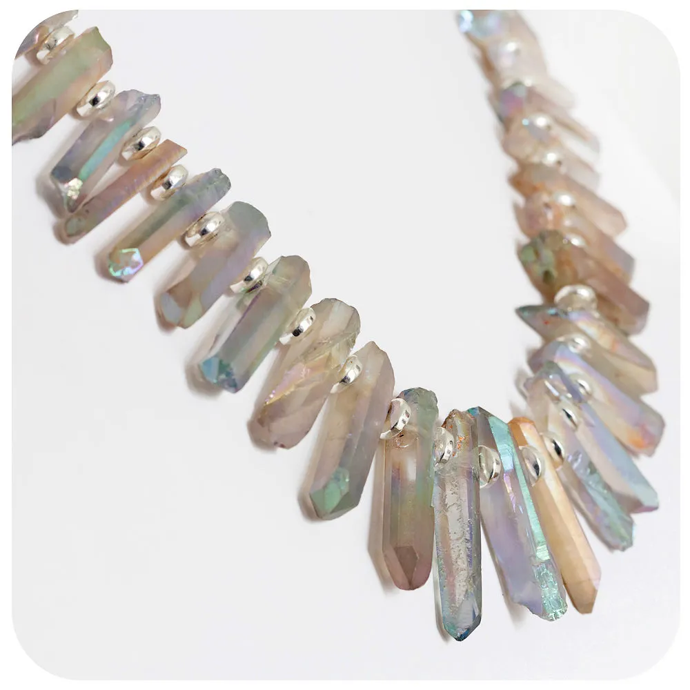 Aura Quartz Sticks and Hematite Necklace
