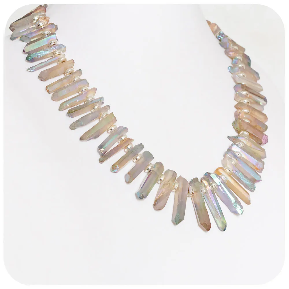 Aura Quartz Sticks and Hematite Necklace