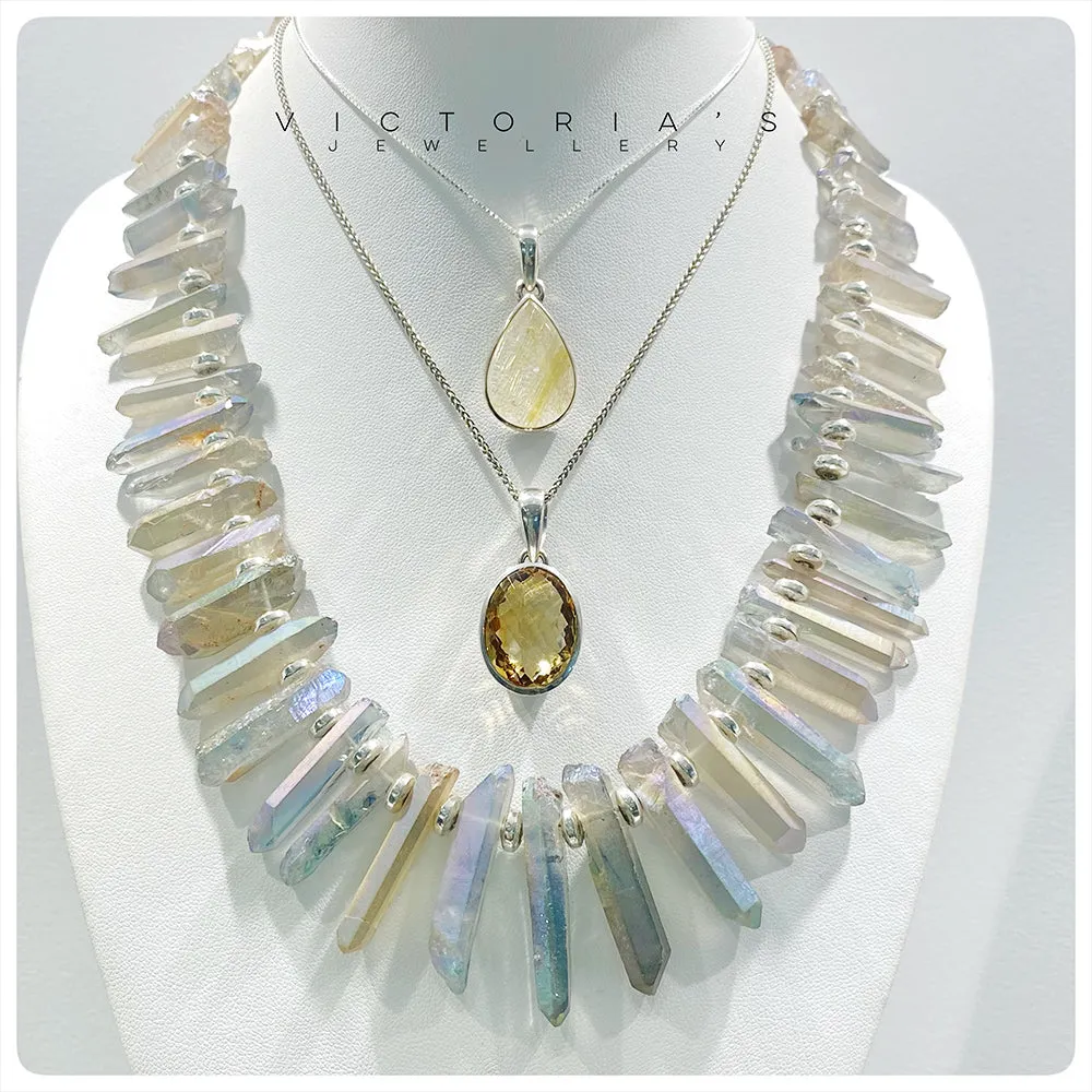 Aura Quartz Sticks and Hematite Necklace