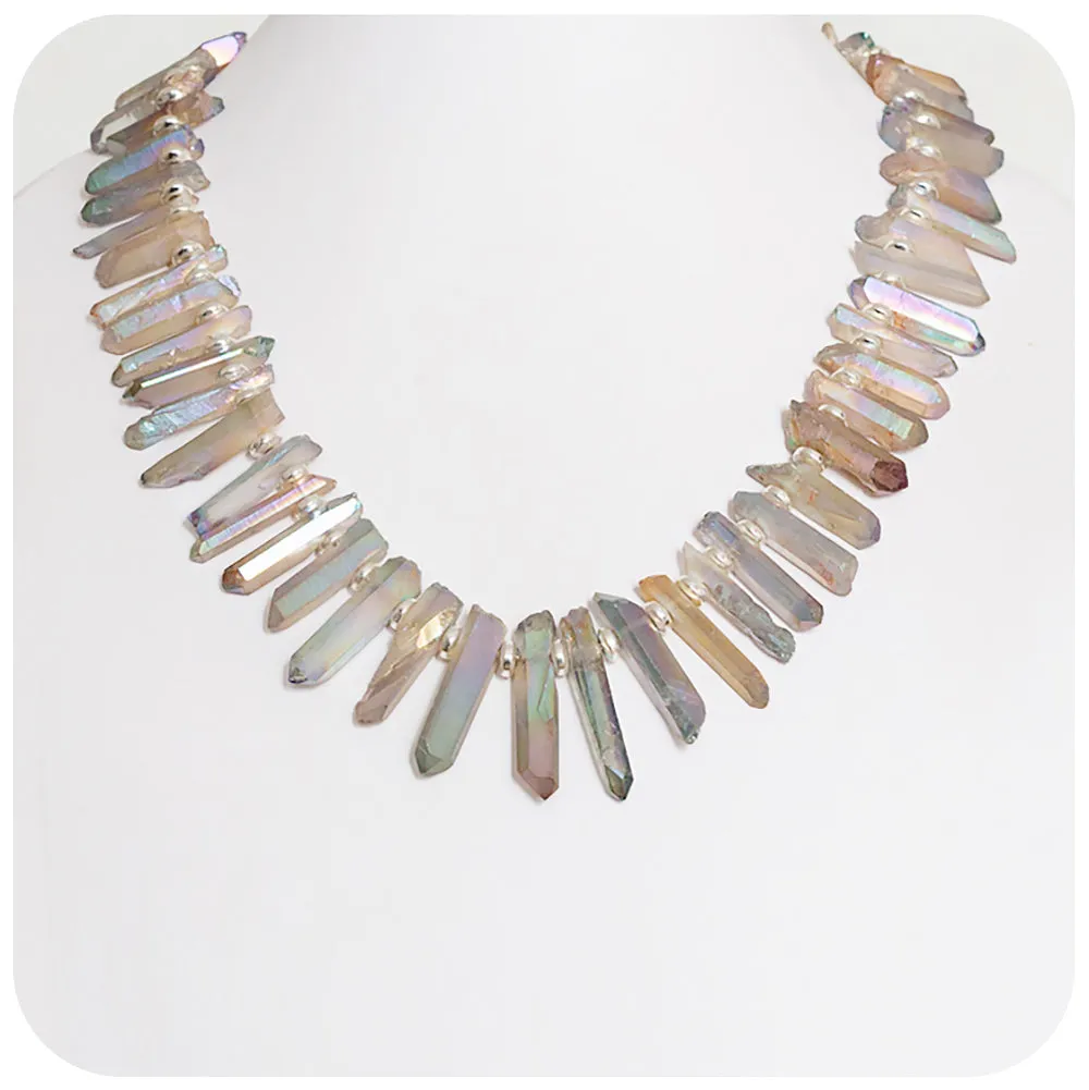 Aura Quartz Sticks and Hematite Necklace