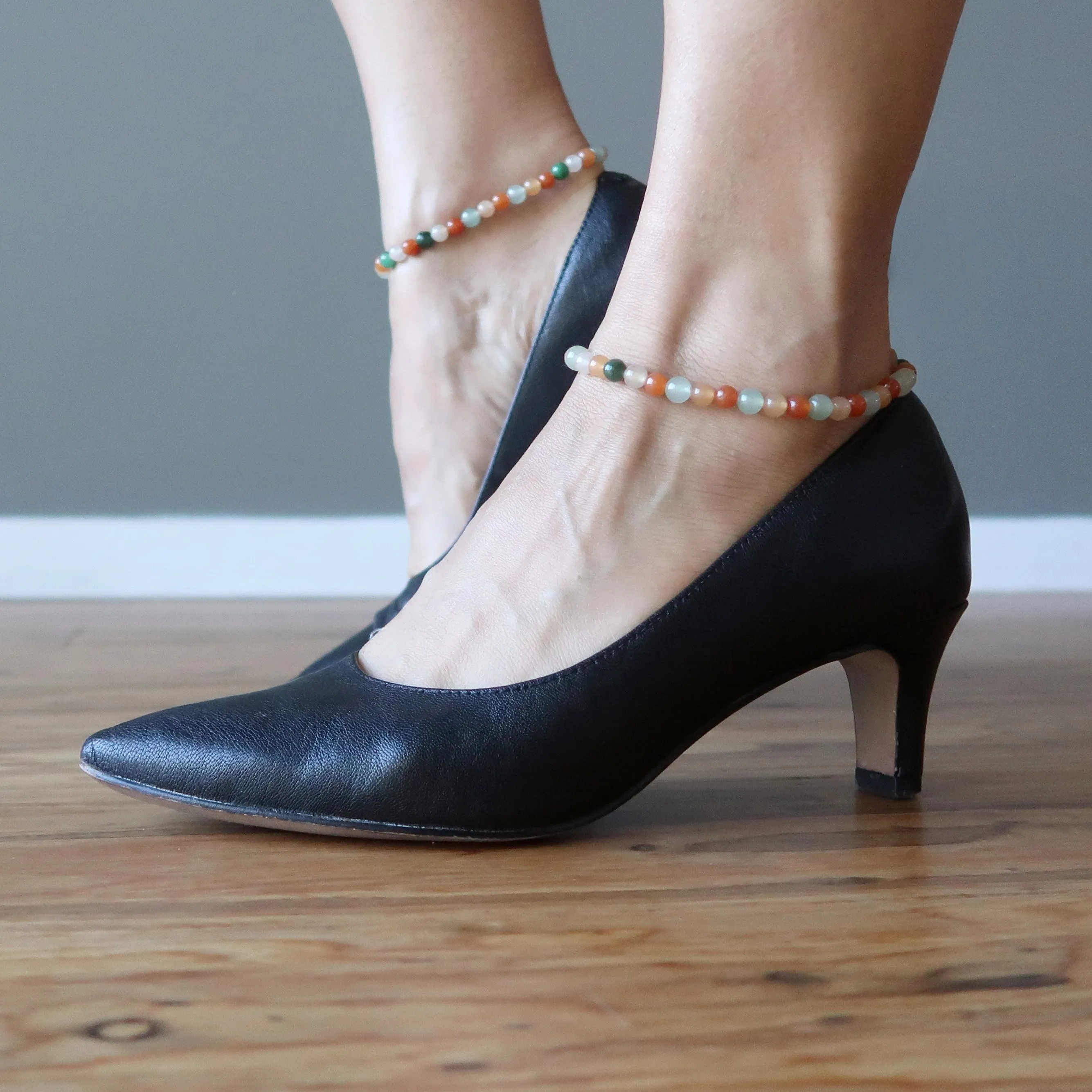 Aventurine Anklet Endless Summer Beach Vibe Orange Green