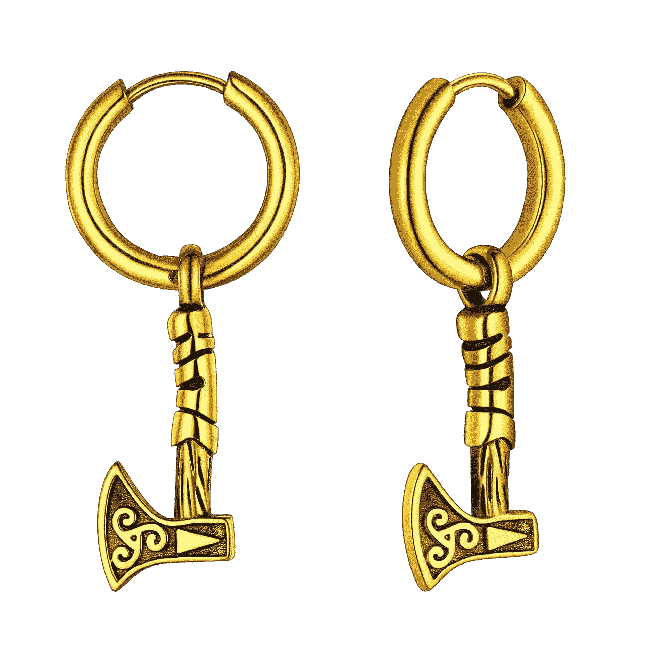 Battle Axe Viking Dangle Hoop Earrings For Men