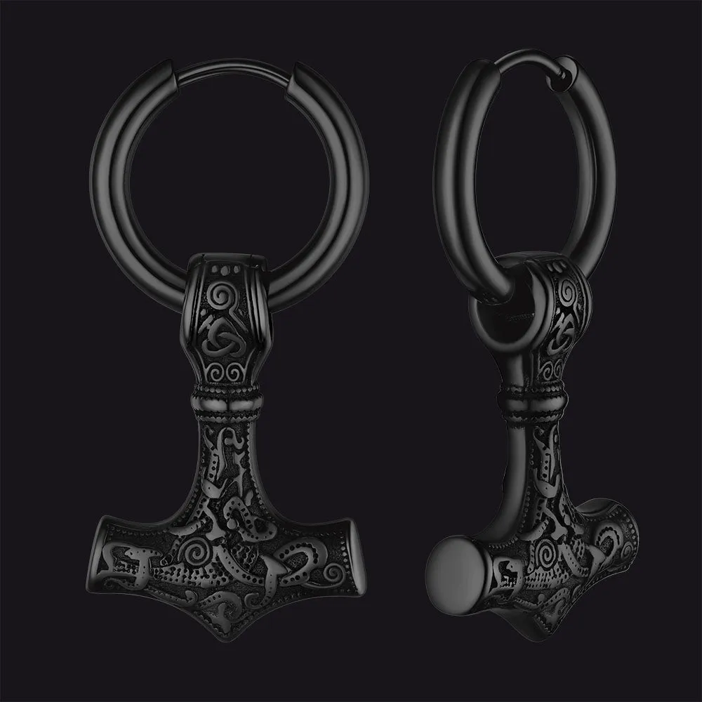 Battle Axe Viking Dangle Hoop Earrings For Men