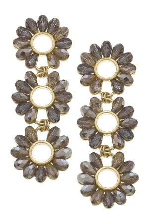 Black Diamond Triple Glass Flower Earring