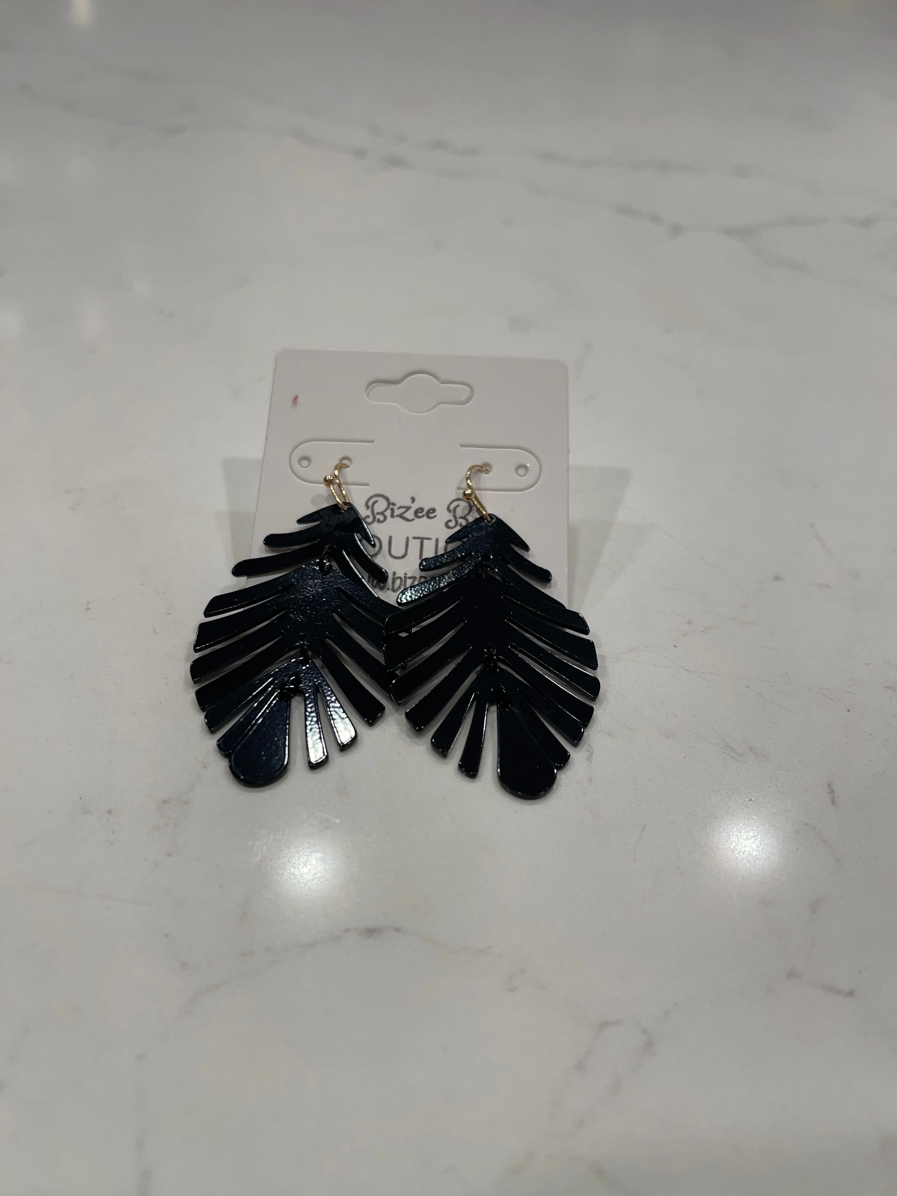 Black Leaf Scale Earrings