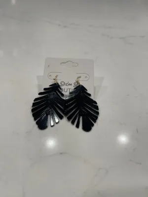 Black Leaf Scale Earrings