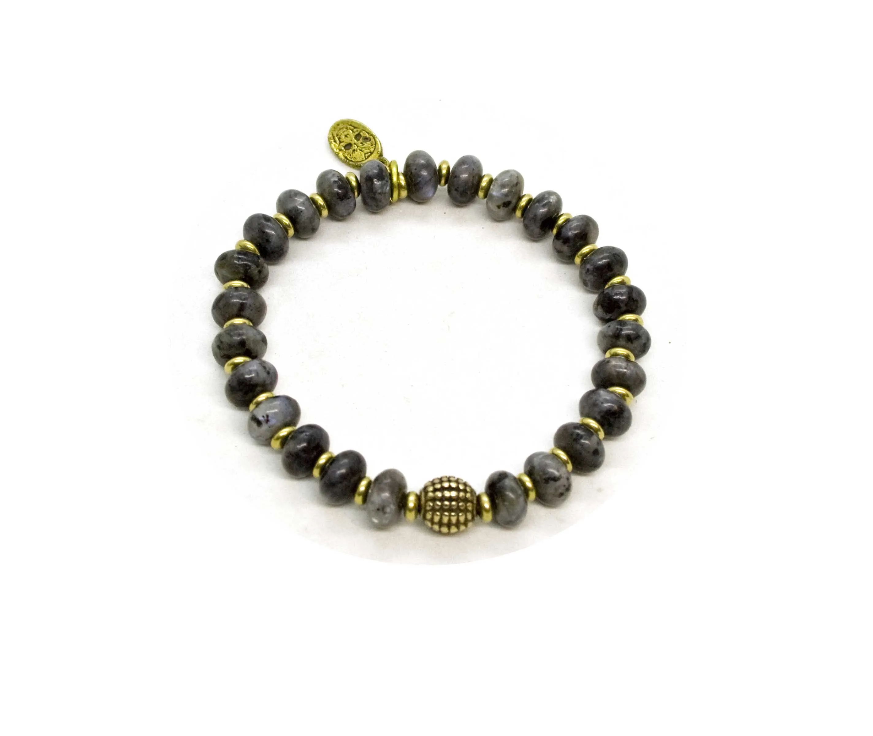 Black Pearl Creations Labradorite Pearl and Brass Bracelet