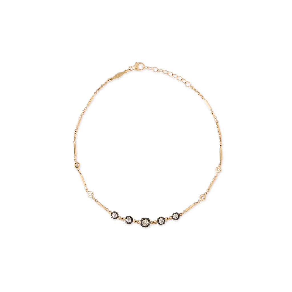 BLACK RHODIUM 5 SOPHIA DIAMOND   4 DIAMOND SMOOTH BAR ANKLET