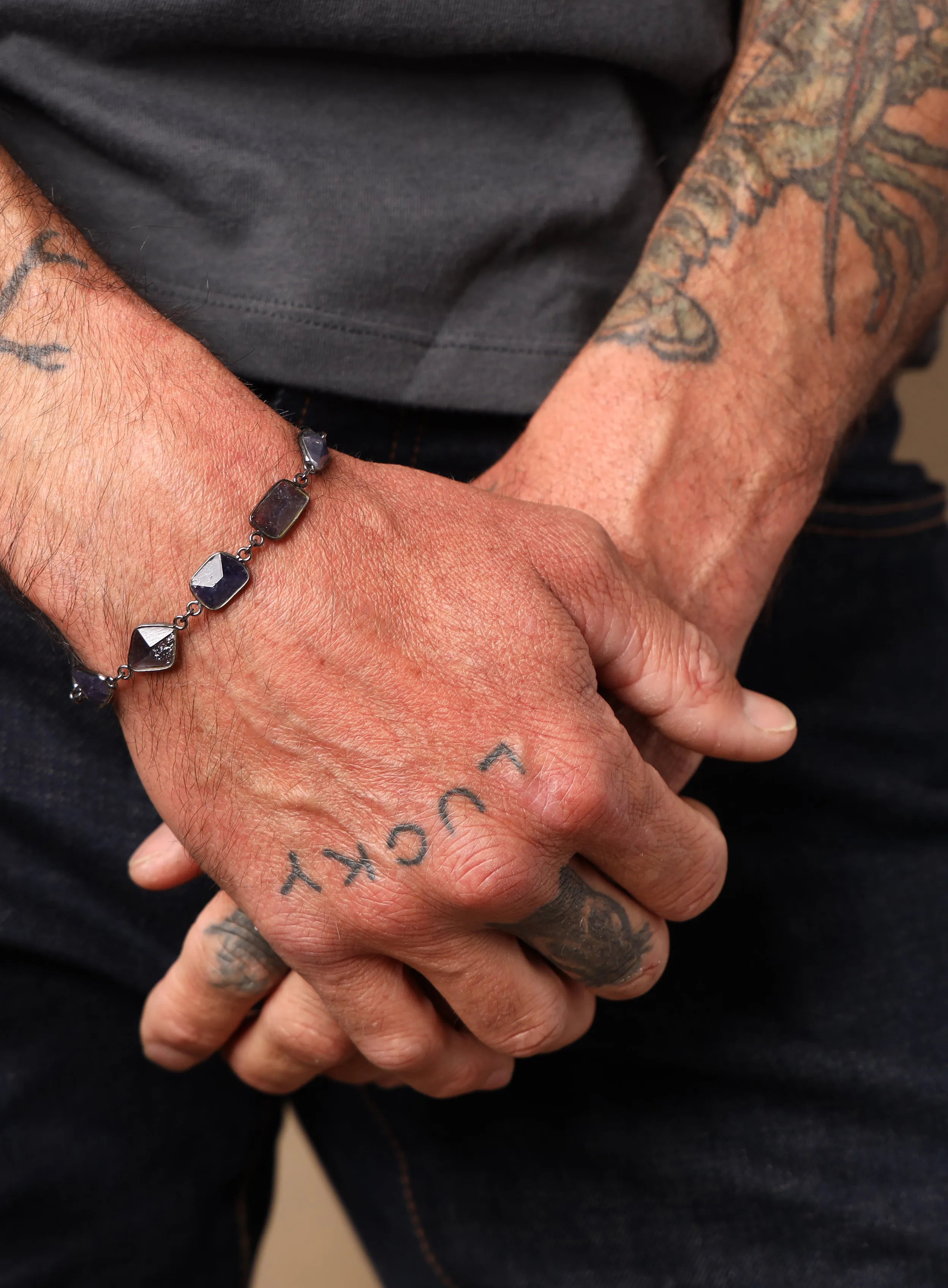 Blue / Purple Iolite Gemstone Bracelet for Man