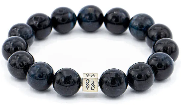 Blue Tigers Eye Natural Gemstone Centerpiece Bracelet