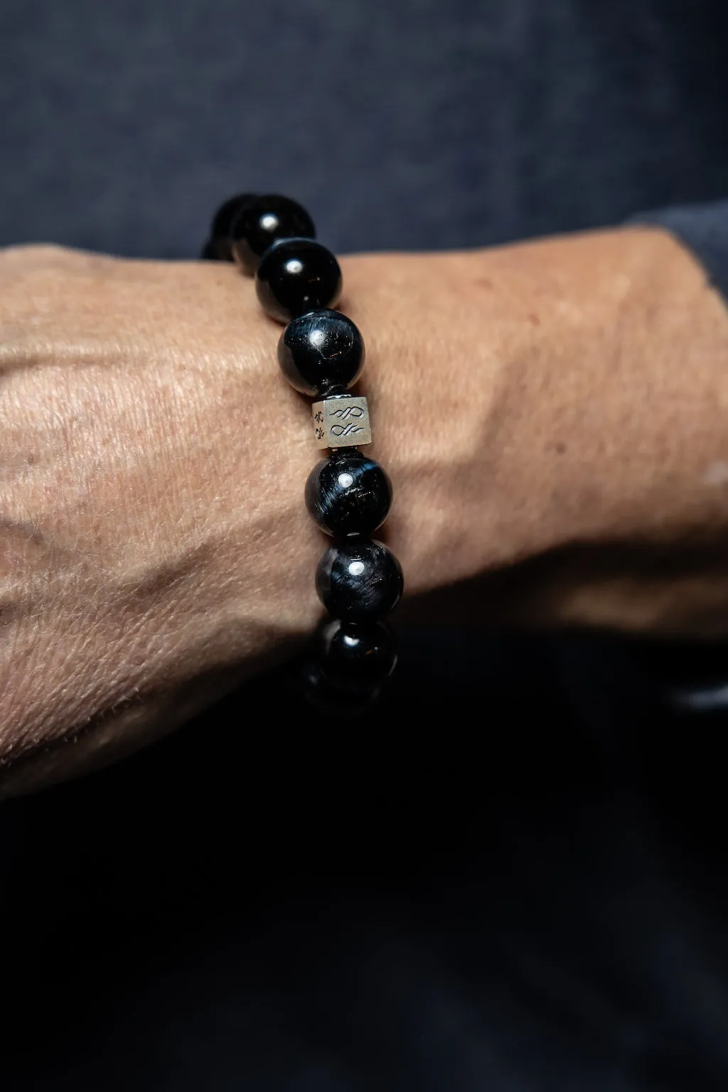 Blue Tigers Eye Natural Gemstone Centerpiece Bracelet