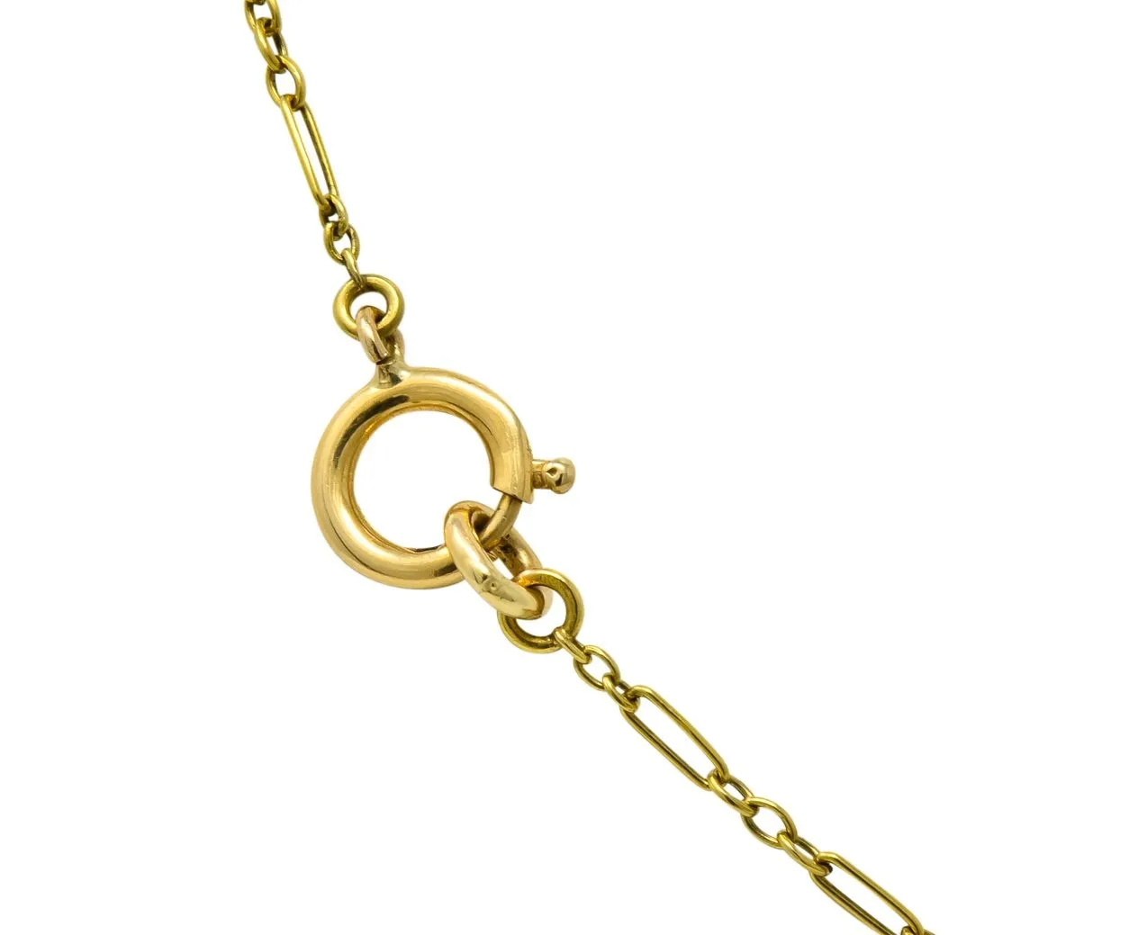Brassler Co. Art Nouveau Moonstone Demantoid Garnet Diamond 14 Karat Gold Drop Necklace