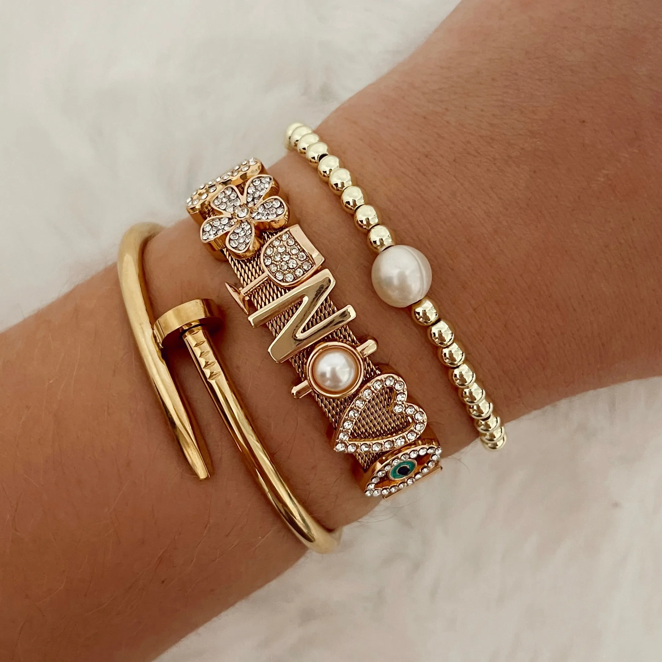 BYO Gold & Rose Charm Bracelet