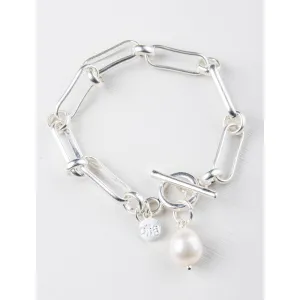 Camila Freshwater Pearl Paperlink Bracelet Silver Bracelet