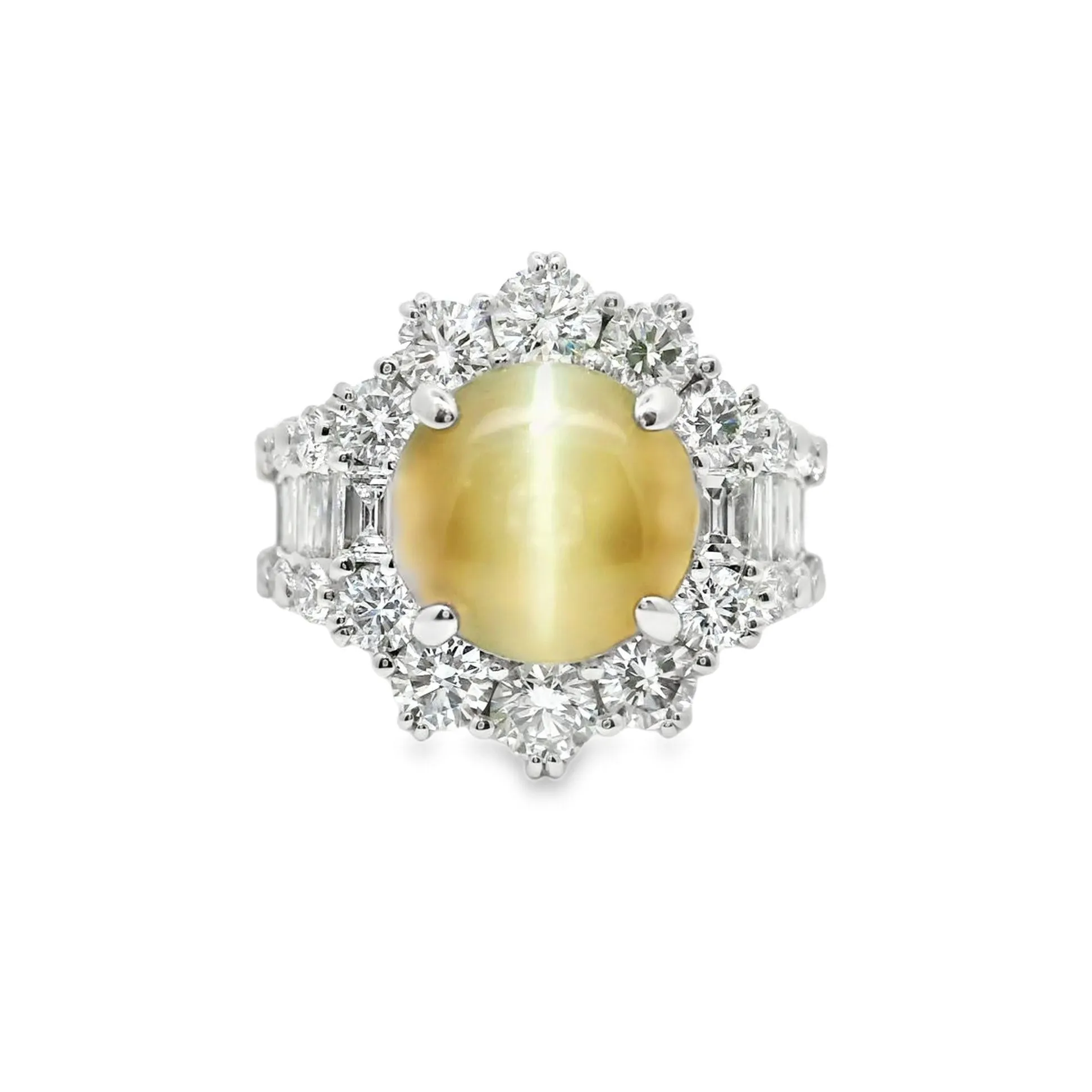 Cats Eye Chrysoberyl Diamond Platinum Cocktail Ring