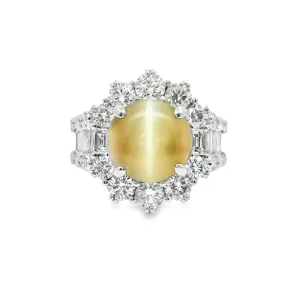 Cats Eye Chrysoberyl Diamond Platinum Cocktail Ring
