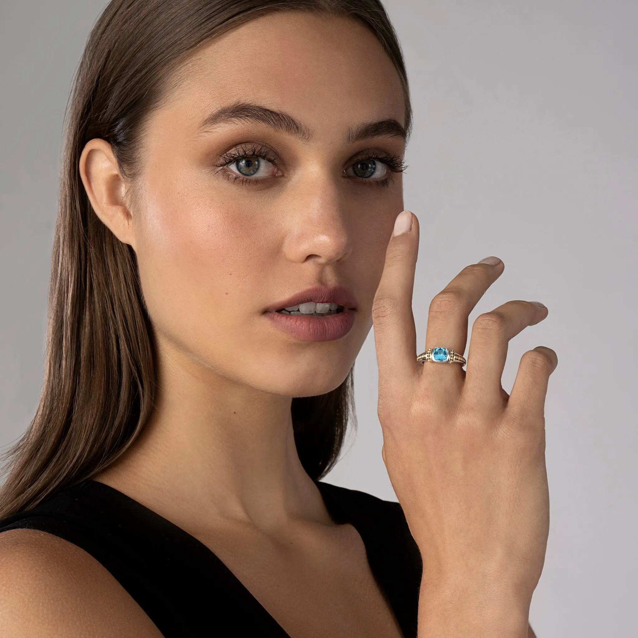 Caviar Color Swiss Blue Topaz Ring